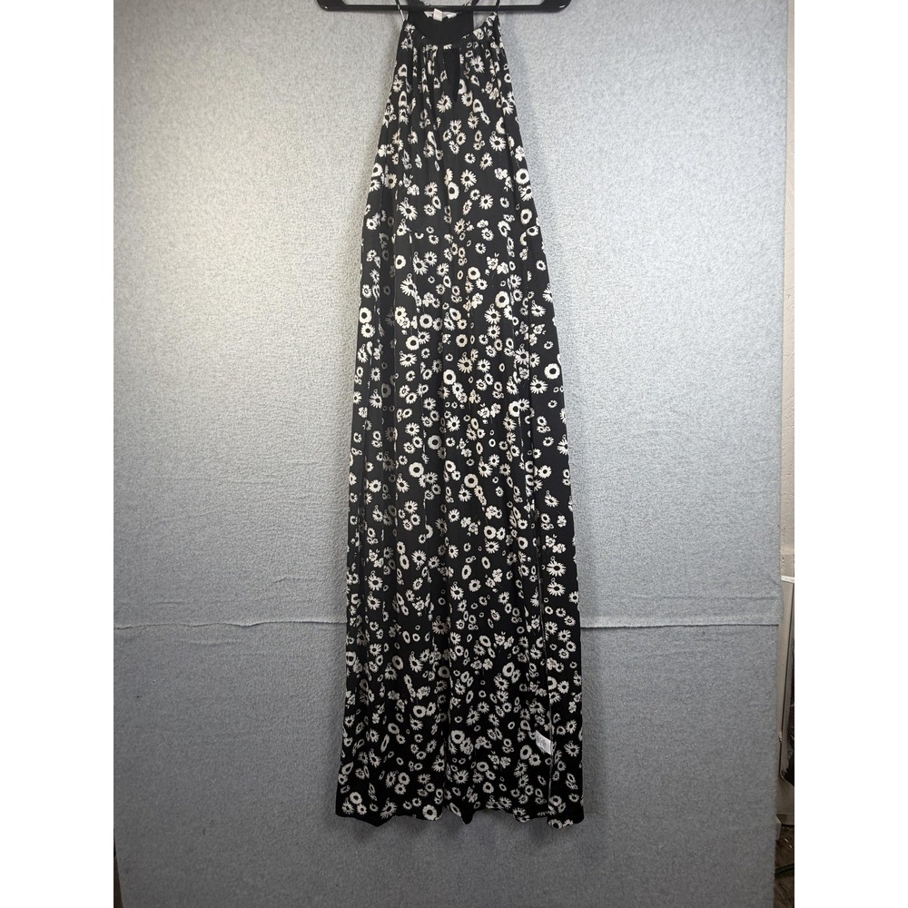 Candies Dress Womens XL Black Floral Halter Maxi Sundress Side Slit Summer